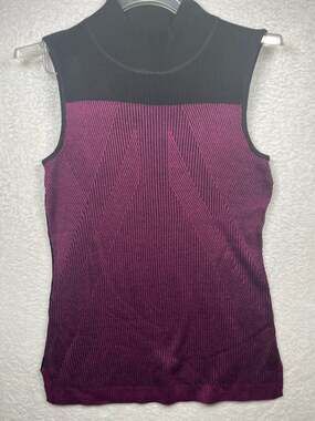 Dana Buchman Black and Purple Mock Neck Sleeveless Knit Sweater Top  Quiet Luxur
